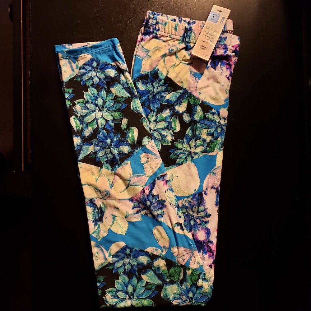 Agnes & Dora Leggings, blue flower patches